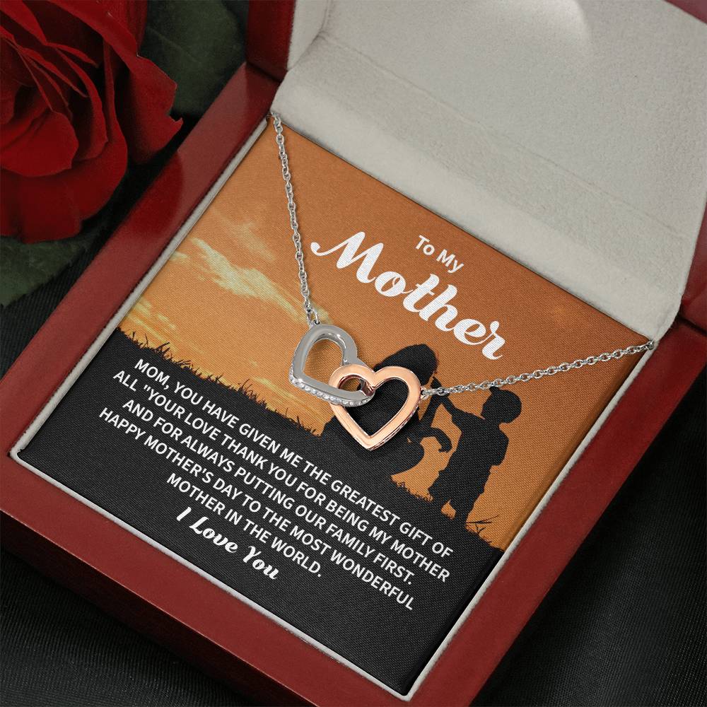 Son to Mother Necklace Gift with Family Message