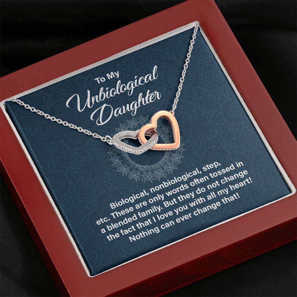 Unbiological Daughter Gift – Interlocking Hearts Necklace