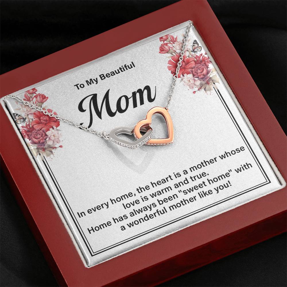 Mom Necklace Gift for Sweet Home Message Card
