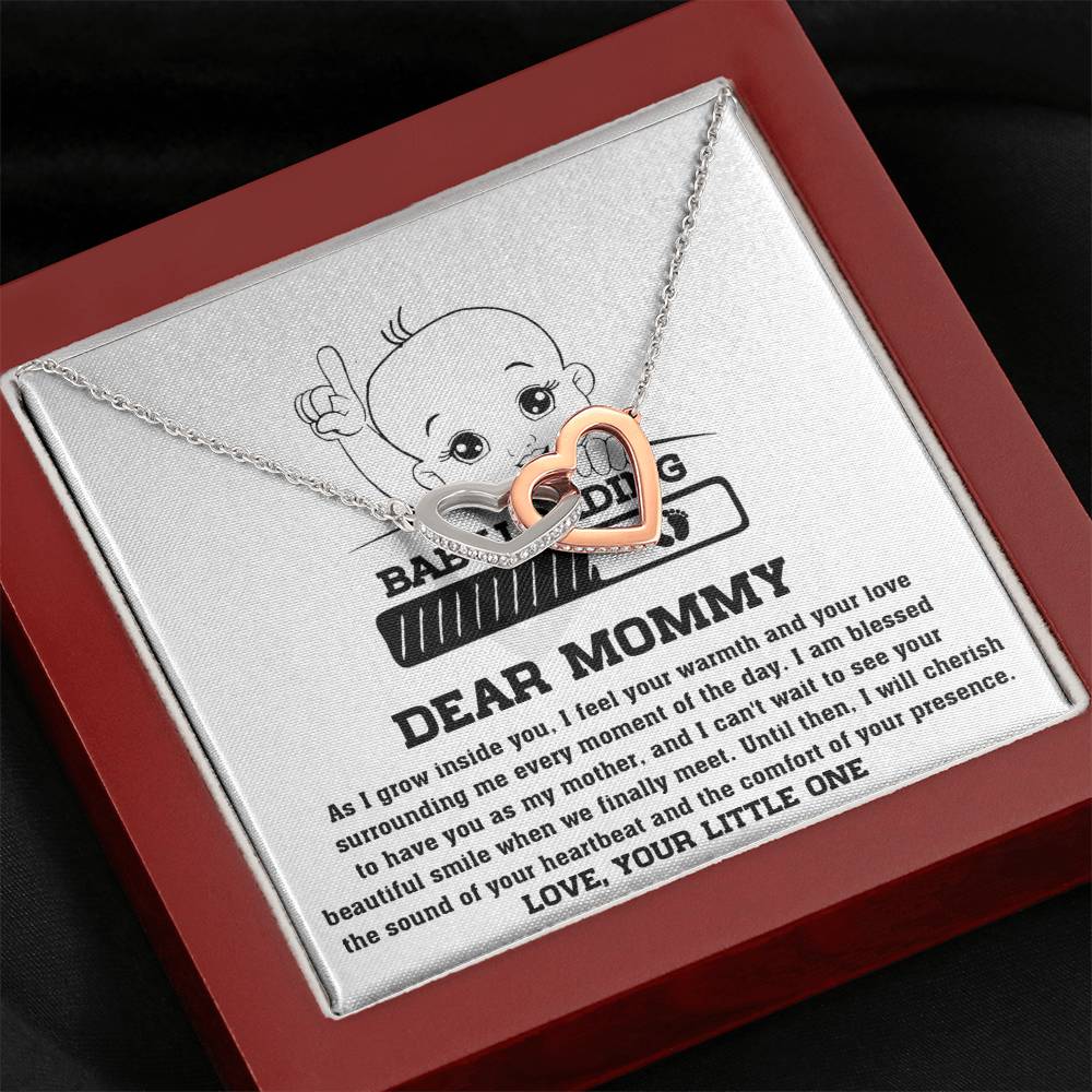 Dear Mommy Necklace Gift From Your Little One, I Love My Mom Necklace, Gifts For My Mom, Mother's Day Gifts For Mom Jewelry With Interlocking Heart Necklace.