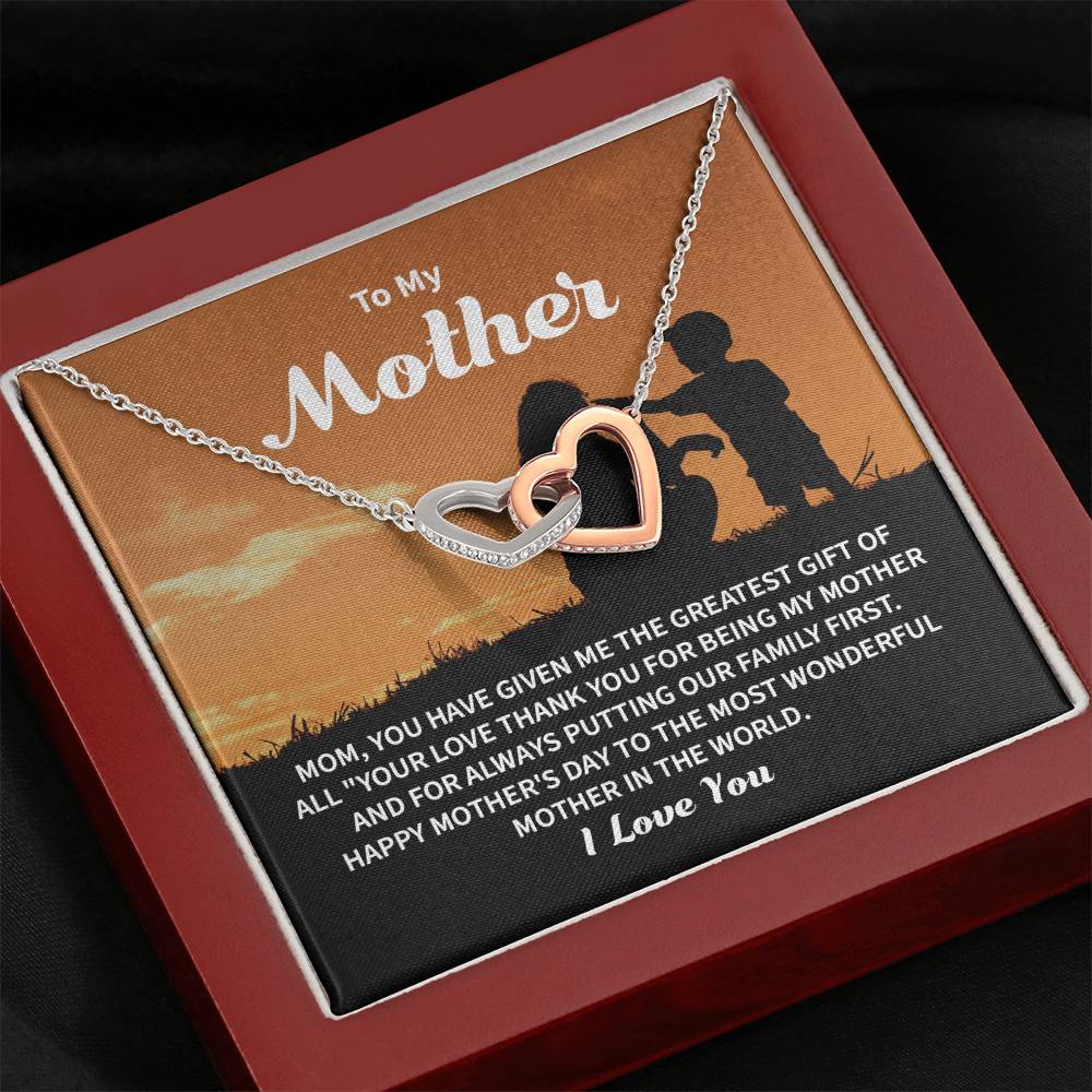 Son to Mother Necklace Gift with Family Message