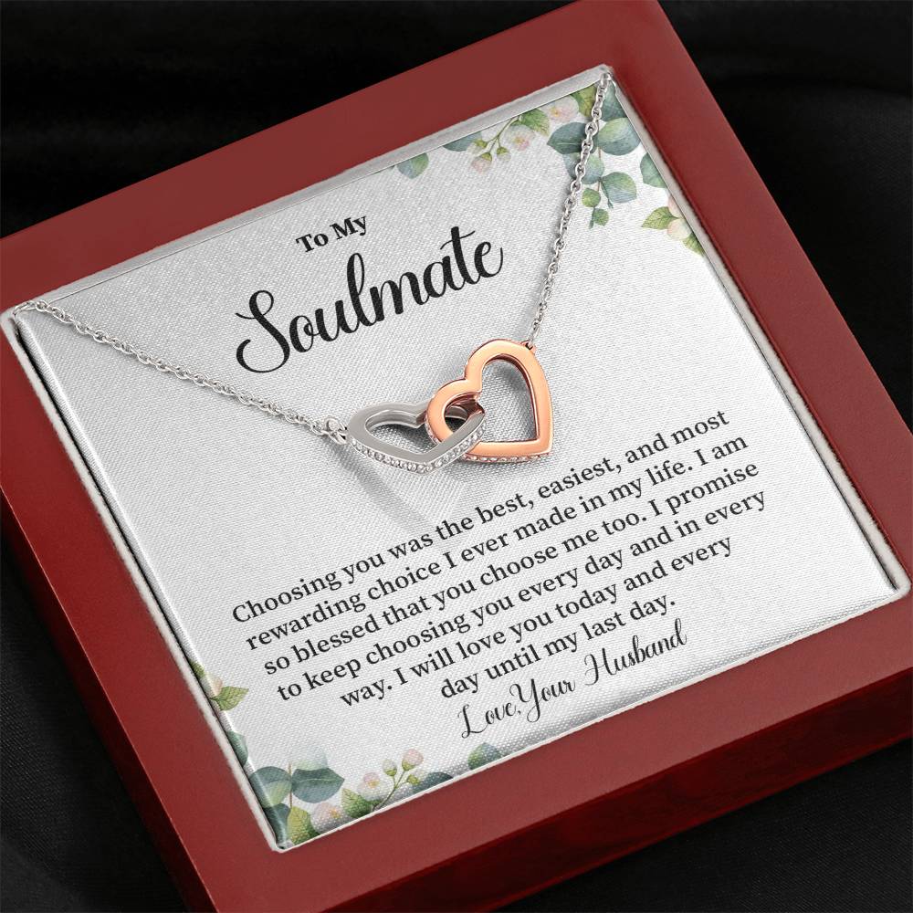 Soulmate Necklace Gift from Husband – Interlocking Hearts Box