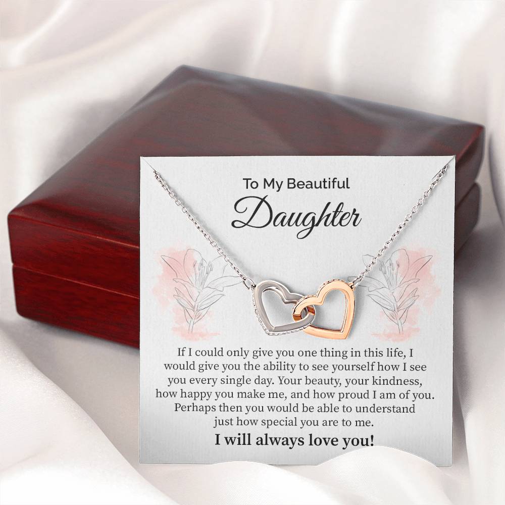 Daughter Necklace with Heartfelt Floral Message Card