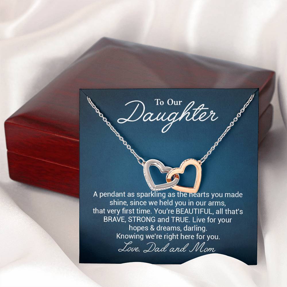 To Our Beautiful Daughter Daughter Pendant Gift From Dad And Mom Brave And Strong Daughter Necklace Beautiful Daughter Necklace True Daughter Necklace Sentimental Daughter Necklace Meaningful Jewelry For Daughter