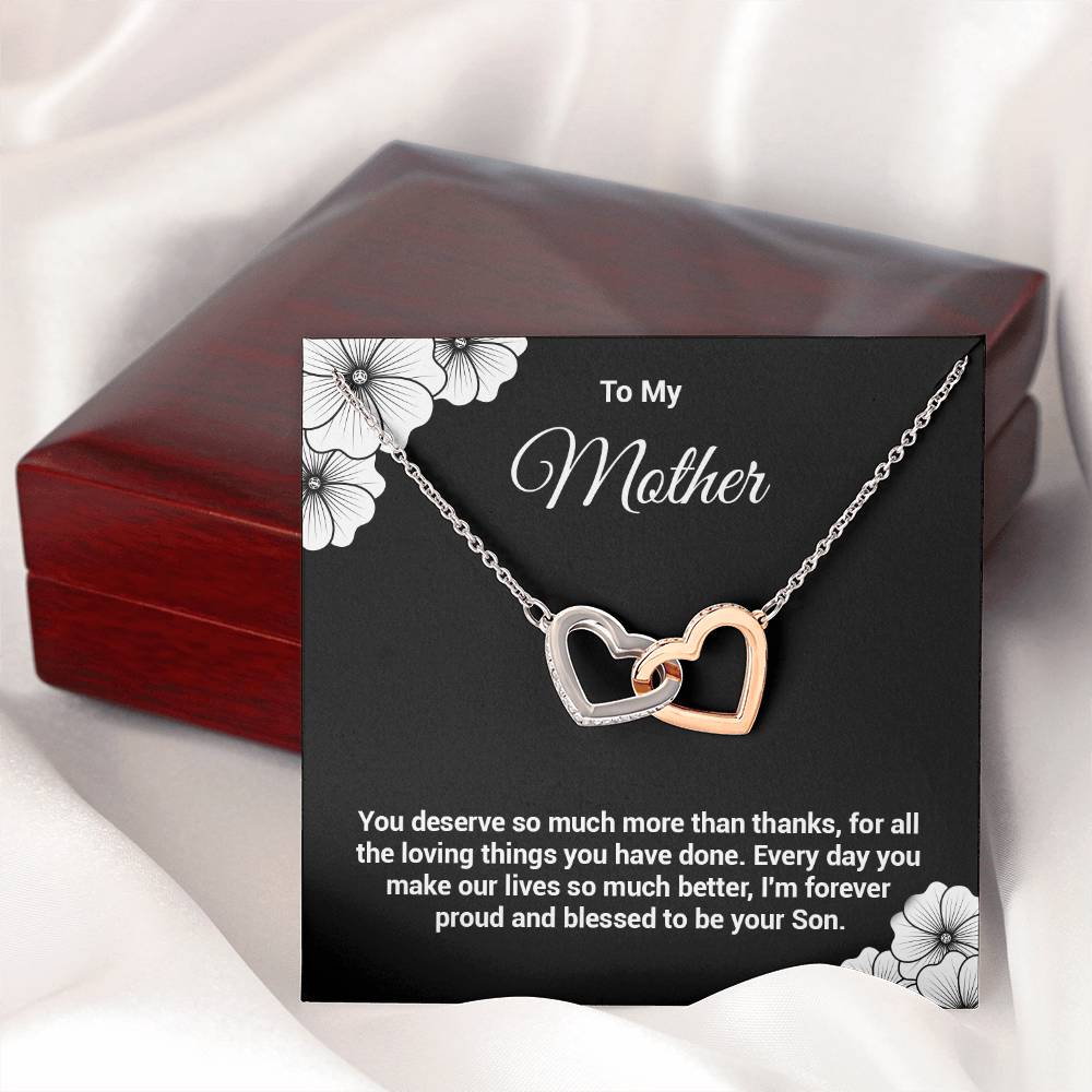 Mother Necklace Gift from Son with Message Card