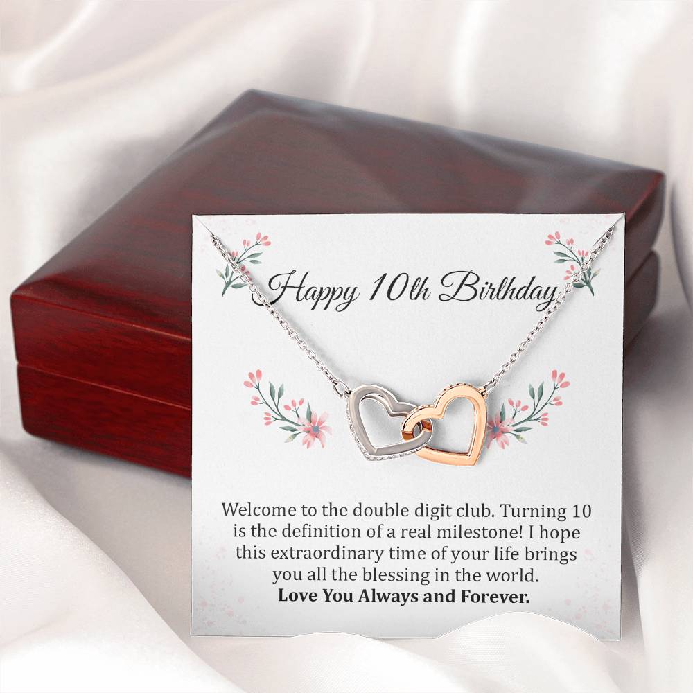 10th Birthday Necklace Gift For Girls With Message Card