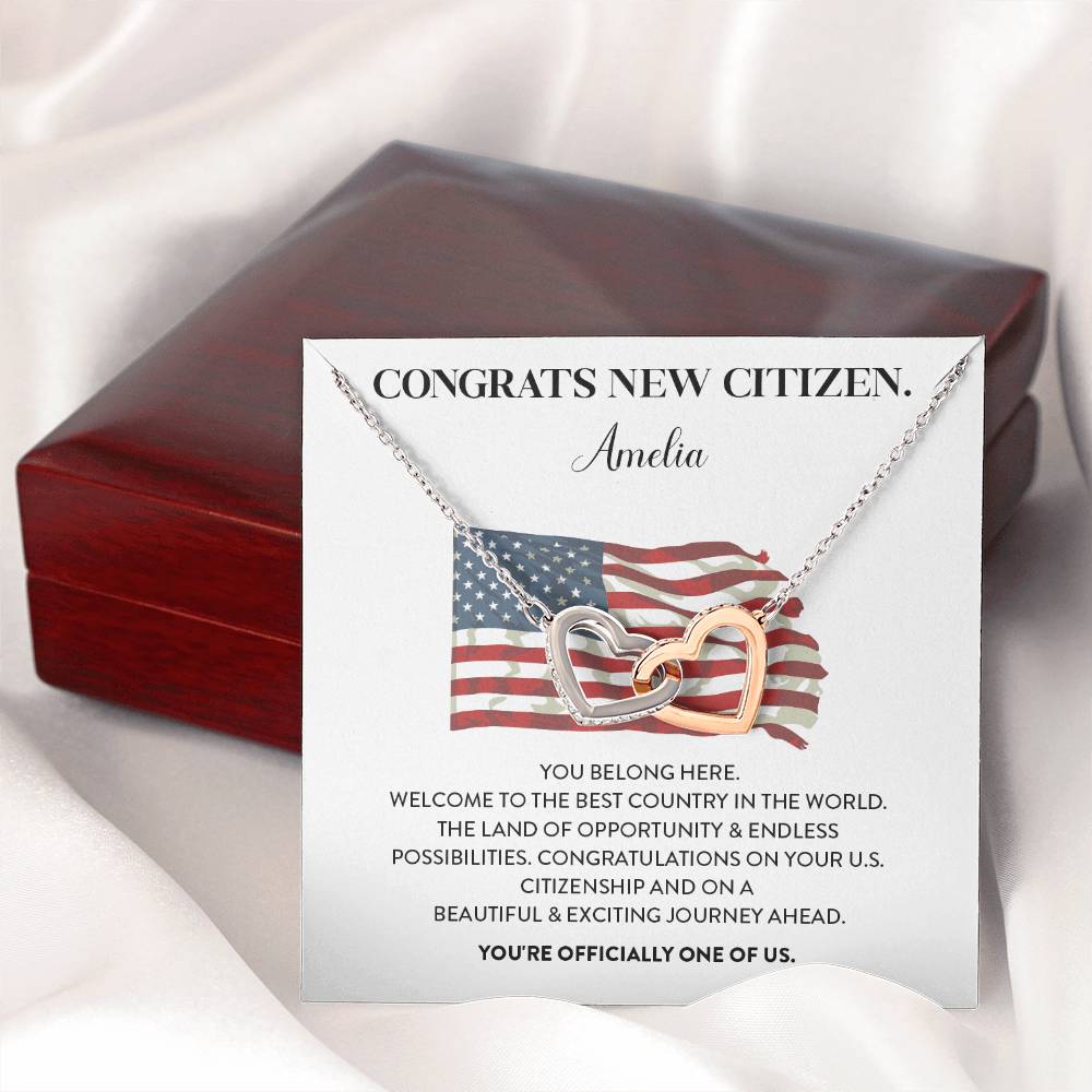 Congrats Necklace For New U.s. Citizen Amelia Necklace For New U.s. Citizen Gift For Celebrating U.s. Citizenship Necklace For U.s. Patriot Amelia Gift For Official U.s. Citizen Proud U.s. Citizen Jewelry Necklace For U.s. Patriot Amelia Welcome Gift