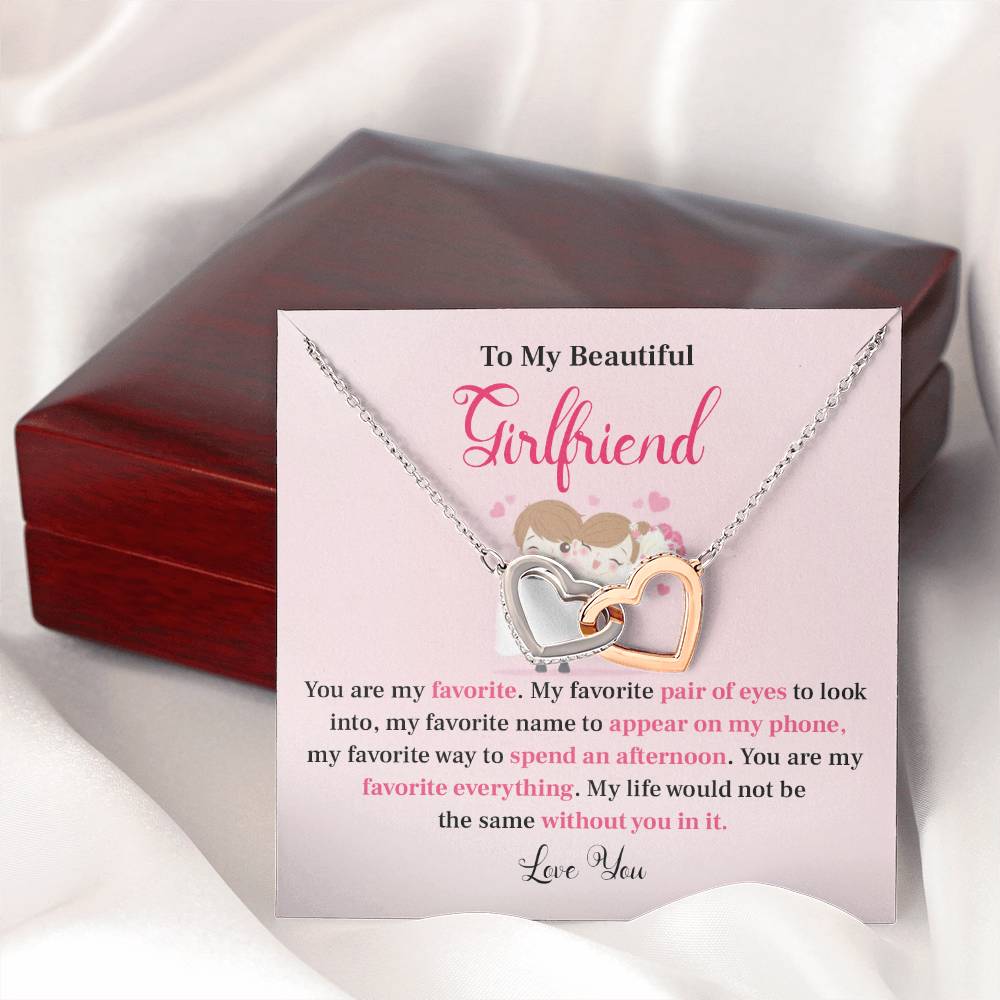 To My Beautiful Girlfriend - Heart Necklace with Message Card