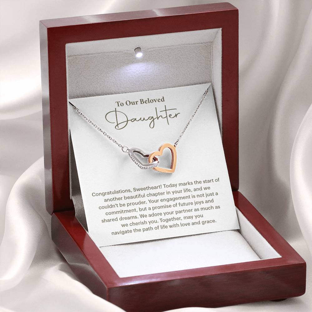 To Our Beloved Daughter Daughter Engagement Necklace Sentimental Gift For Daughter’s Engagement Jewelry Gift For Daughter’s Engagement Daughter’s Special Day Keepsake Daughter Wedding Journey Gift Emotional Gift For Daughter Meaningful Engagement Gift