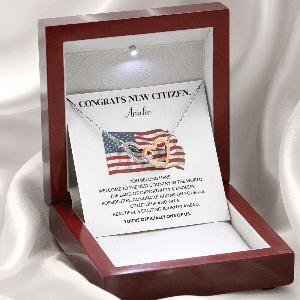 Congrats Necklace For New U.s. Citizen Amelia Necklace For New U.s. Citizen Gift For Celebrating U.s. Citizenship Necklace For U.s. Patriot Amelia Gift For Official U.s. Citizen Proud U.s. Citizen Jewelry Necklace For U.s. Patriot Amelia Welcome Gift