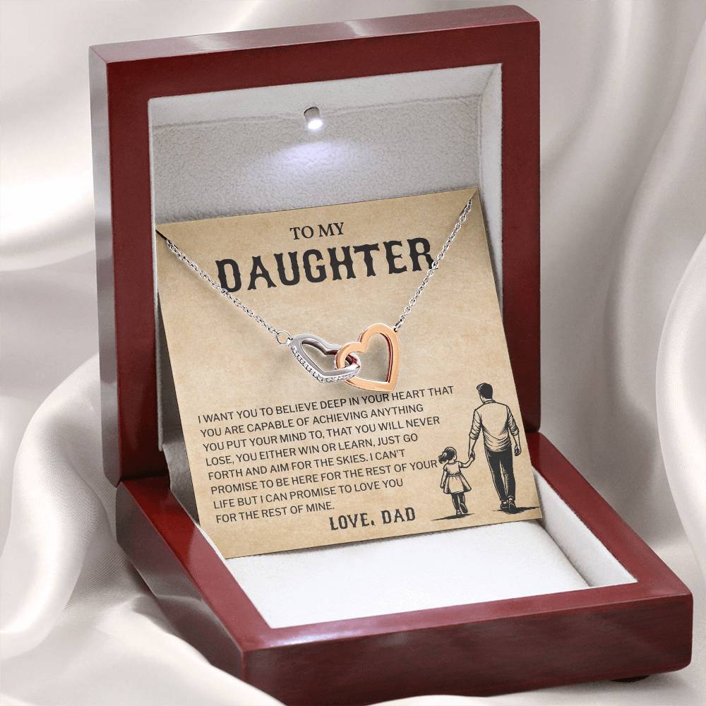 To My Daughter, Believe In Yourself Necklace Heartfelt Gift From Dad Inspiring Jewelry For Daughter Achievement Promise Necklace Encouragement Pendant Win Or Learn Necklace Encouragement Jewelry Heart Of Gold Daughter Pendant