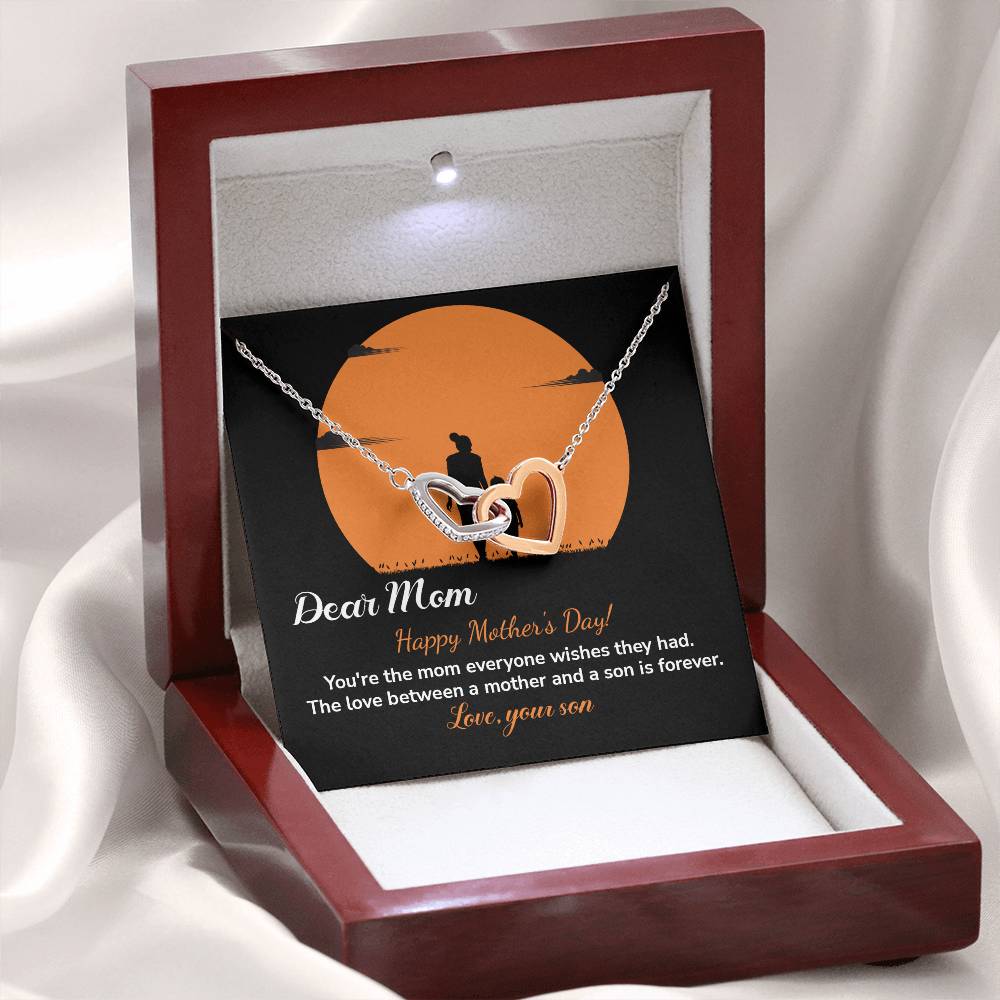 Dear Mom Happy Mother's Day, Elegant Jewelry For A Mother’s Day Gift Thoughtful Necklace For Love Sweet Gift For A Special Woman Sentimental Jewelry Thank You Pendant Beautiful Necklace Loving Pendant For A Mother-son Connection