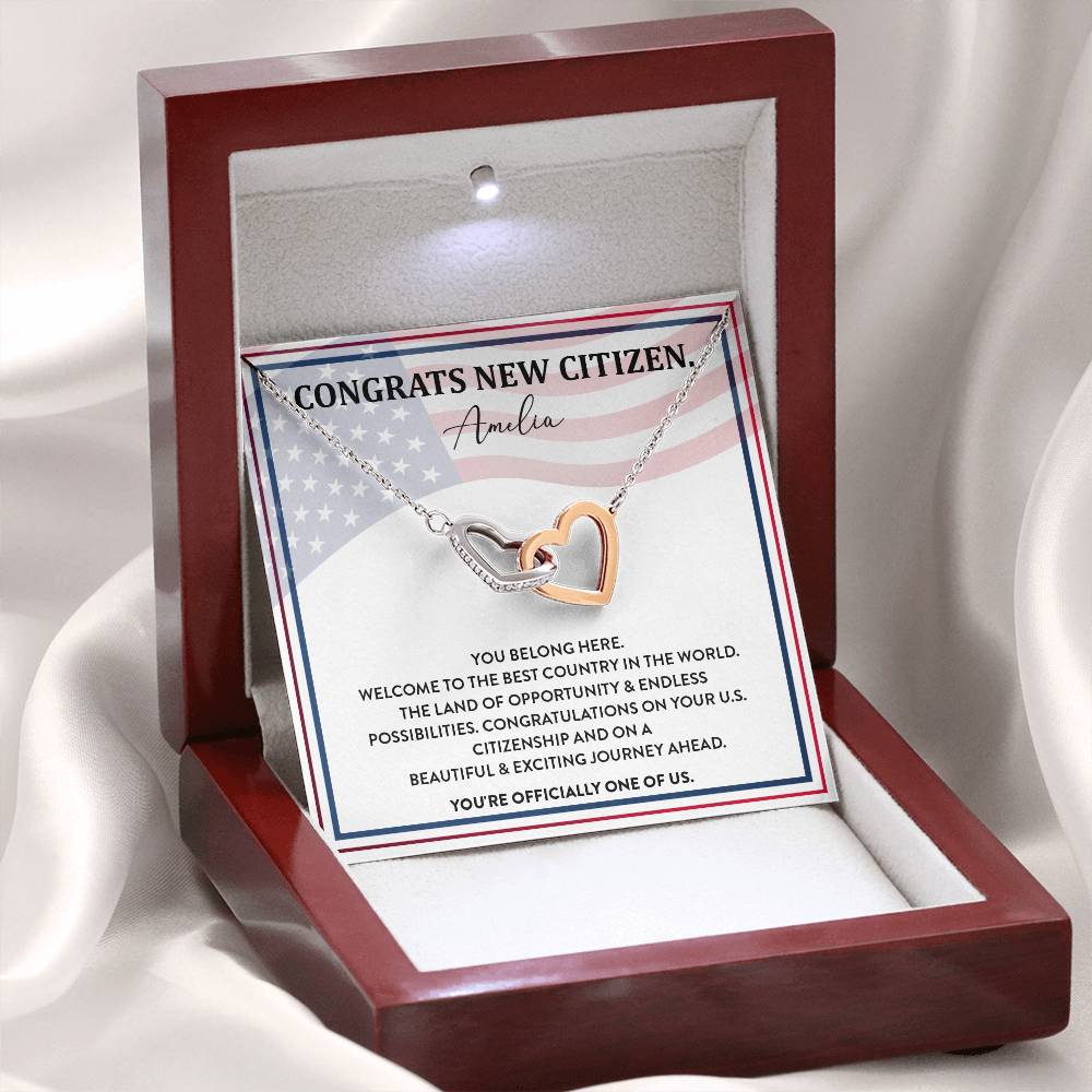 Congrats Necklace For New U.s. Citizen Amelia Necklace For New U.s. Citizen Gift For New American Citizen Amelia Necklace With Citizenship Message Necklace For New U.s. Citizen Journey Welcome To America Gift Jewelry For New U.s. Citizen