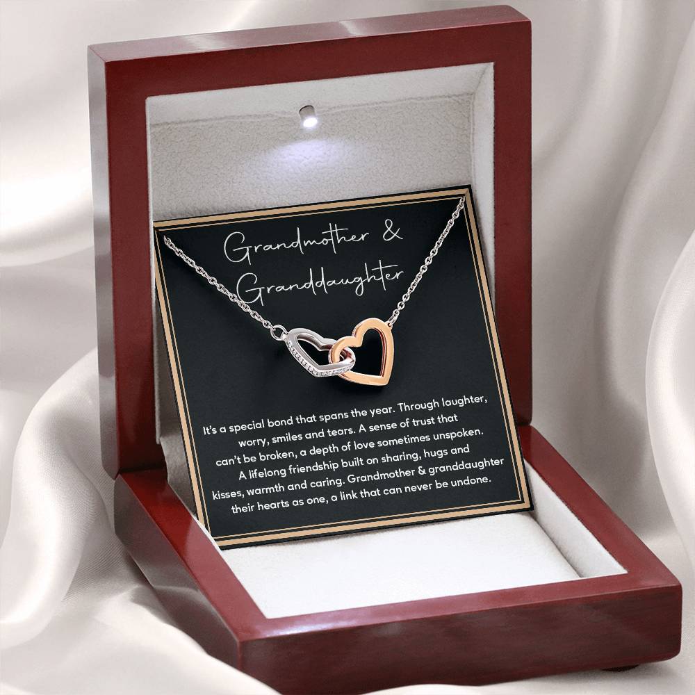 Grandmother and Granddaughter Necklace Gift with Sweet Bond Message
