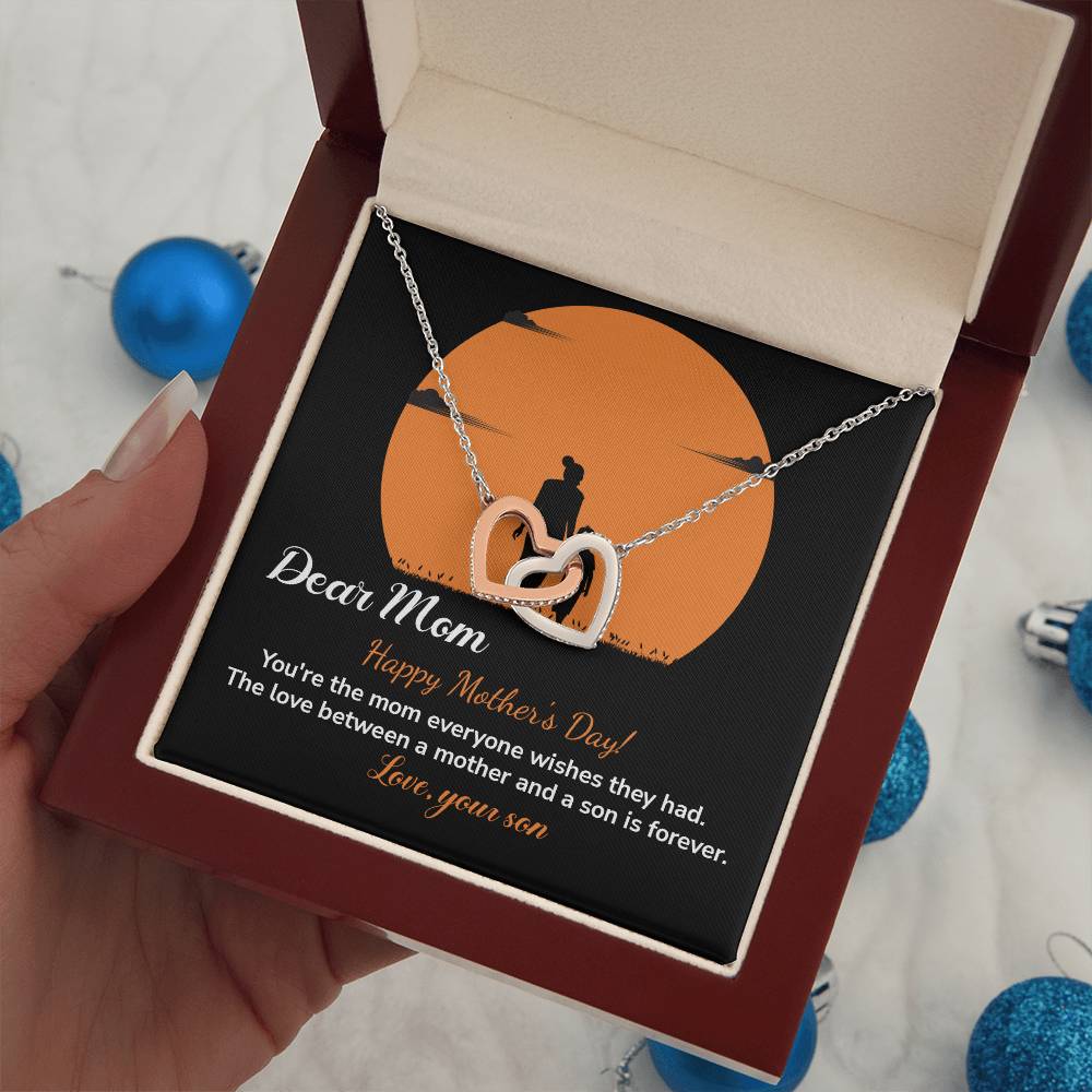 Dear Mom Happy Mother's Day, Elegant Jewelry For A Mother’s Day Gift Thoughtful Necklace For Love Sweet Gift For A Special Woman Sentimental Jewelry Thank You Pendant Beautiful Necklace Loving Pendant For A Mother-son Connection