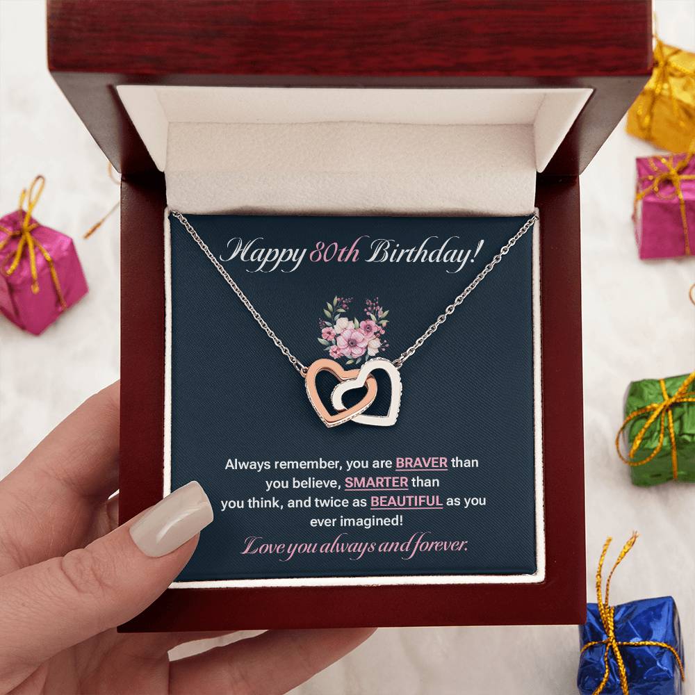 80th Birthday Gift for Her – Necklace with Gift Box