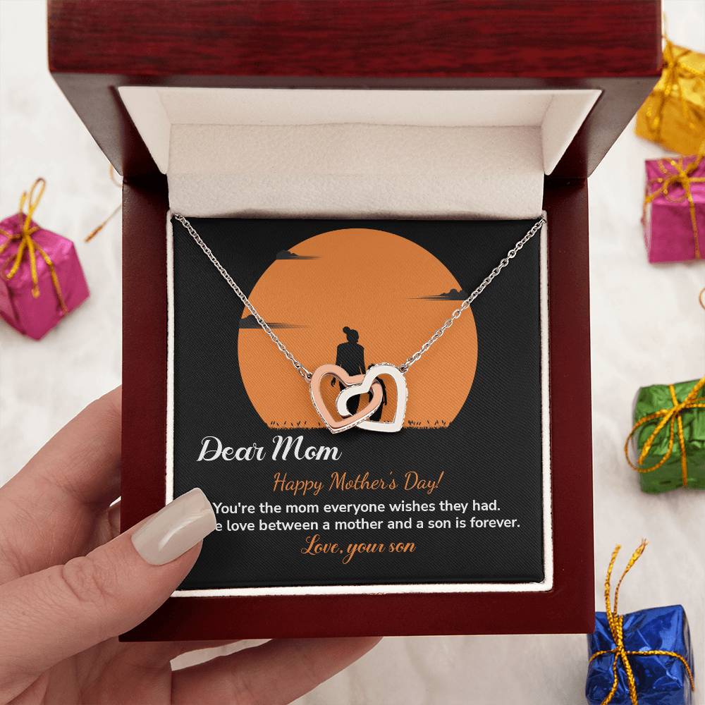 Dear Mom Happy Mother's Day, Elegant Jewelry For A Mother’s Day Gift Thoughtful Necklace For Love Sweet Gift For A Special Woman Sentimental Jewelry Thank You Pendant Beautiful Necklace Loving Pendant For A Mother-son Connection