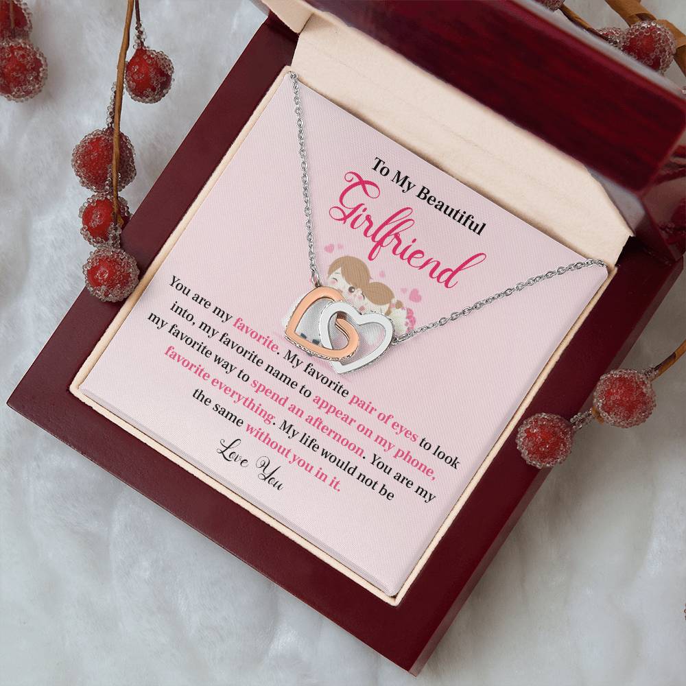 To My Beautiful Girlfriend - Heart Necklace with Message Card