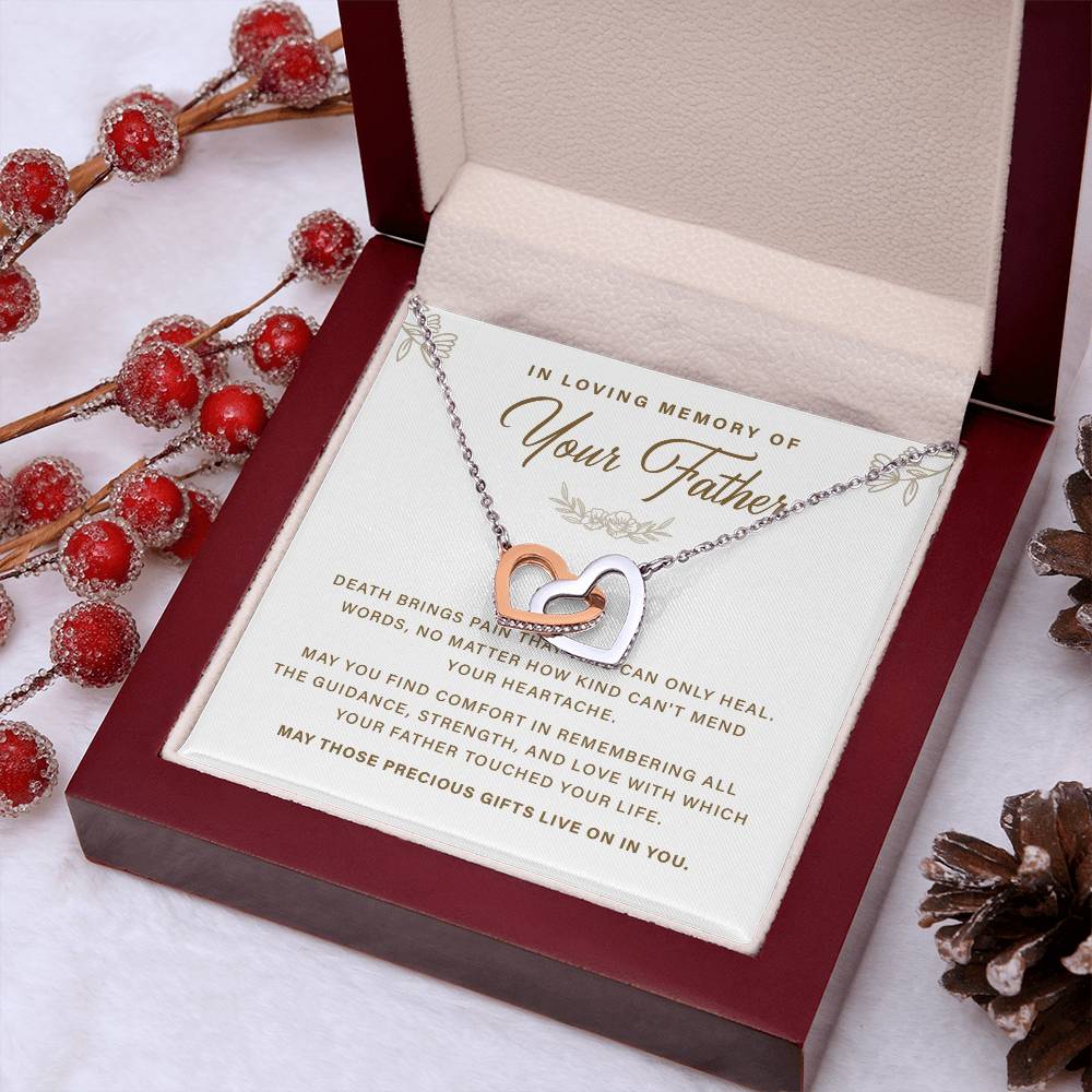 Memorial Necklace Gift for Loss of Father with Message Card