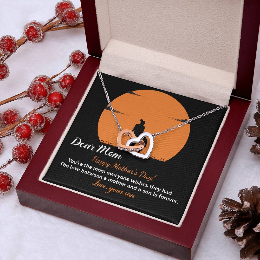 Dear Mom Happy Mother's Day, Elegant Jewelry For A Mother’s Day Gift Thoughtful Necklace For Love Sweet Gift For A Special Woman Sentimental Jewelry Thank You Pendant Beautiful Necklace Loving Pendant For A Mother-son Connection