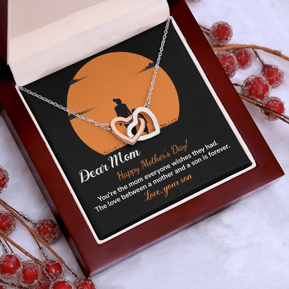 Dear Mom Happy Mother's Day, Elegant Jewelry For A Mother’s Day Gift Thoughtful Necklace For Love Sweet Gift For A Special Woman Sentimental Jewelry Thank You Pendant Beautiful Necklace Loving Pendant For A Mother-son Connection