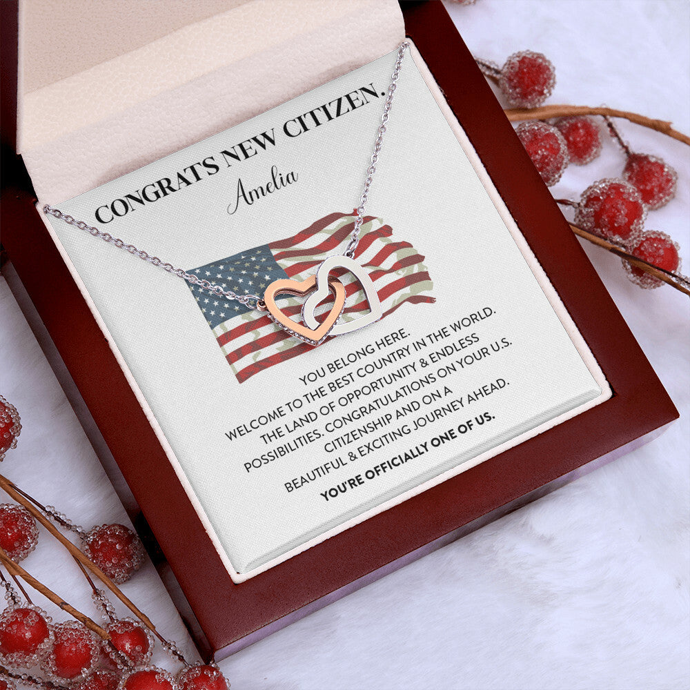 Congrats Necklace For New U.s. Citizen Amelia Necklace For New U.s. Citizen Gift For Celebrating U.s. Citizenship Necklace For U.s. Patriot Amelia Gift For Official U.s. Citizen Proud U.s. Citizen Jewelry Necklace For U.s. Patriot Amelia Welcome Gift