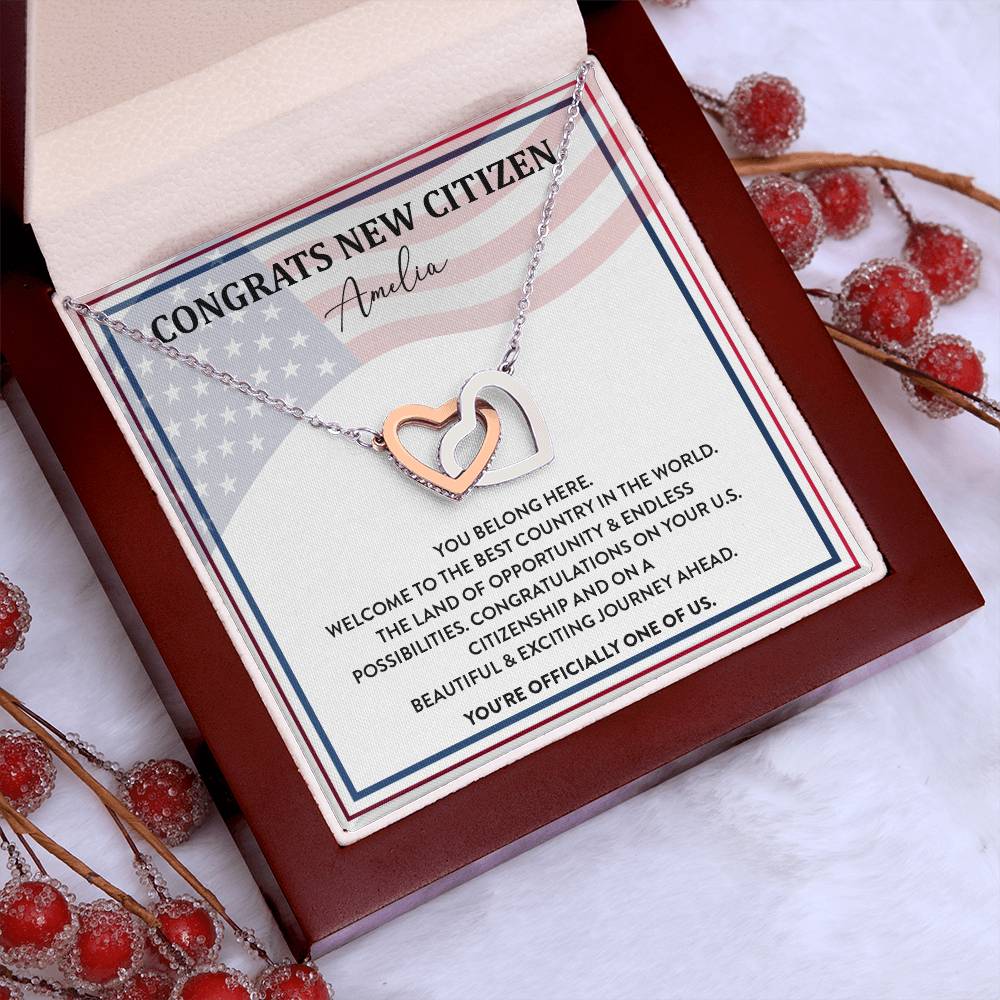 Congrats Necklace For New U.s. Citizen Amelia Necklace For New U.s. Citizen Gift For New American Citizen Amelia Necklace With Citizenship Message Necklace For New U.s. Citizen Journey Welcome To America Gift Jewelry For New U.s. Citizen