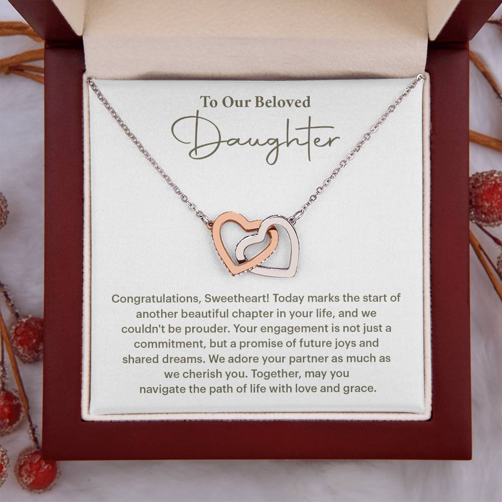 To Our Beloved Daughter Daughter Engagement Necklace Sentimental Gift For Daughter’s Engagement Jewelry Gift For Daughter’s Engagement Daughter’s Special Day Keepsake Daughter Wedding Journey Gift Emotional Gift For Daughter Meaningful Engagement Gift