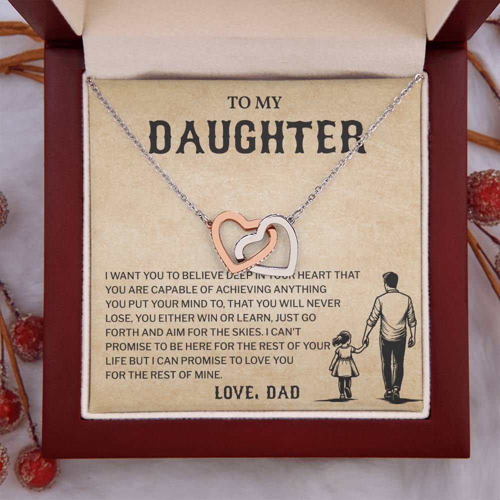 To My Daughter, Believe In Yourself Necklace Heartfelt Gift From Dad Inspiring Jewelry For Daughter Achievement Promise Necklace Encouragement Pendant Win Or Learn Necklace Encouragement Jewelry Heart Of Gold Daughter Pendant