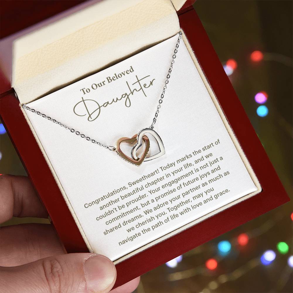 To Our Beloved Daughter Daughter Engagement Necklace Sentimental Gift For Daughter’s Engagement Jewelry Gift For Daughter’s Engagement Daughter’s Special Day Keepsake Daughter Wedding Journey Gift Emotional Gift For Daughter Meaningful Engagement Gift