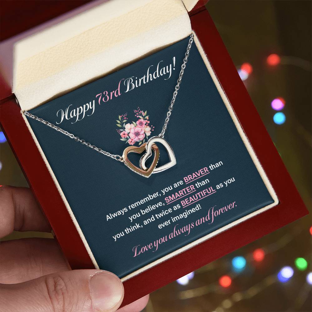 73rd Birthday Necklace Gift for Her – Interlocking Hearts Jewelry