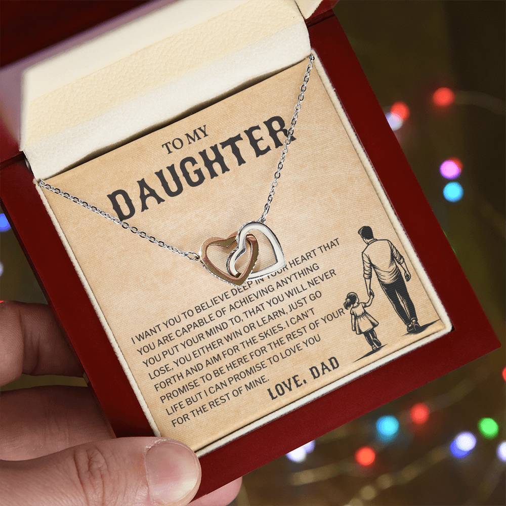 To My Daughter, Believe In Yourself Necklace Heartfelt Gift From Dad Inspiring Jewelry For Daughter Achievement Promise Necklace Encouragement Pendant Win Or Learn Necklace Encouragement Jewelry Heart Of Gold Daughter Pendant
