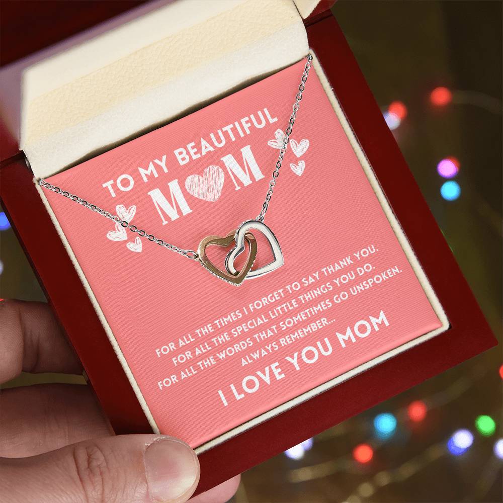Mom Necklace Gift from Daughter with Love Message