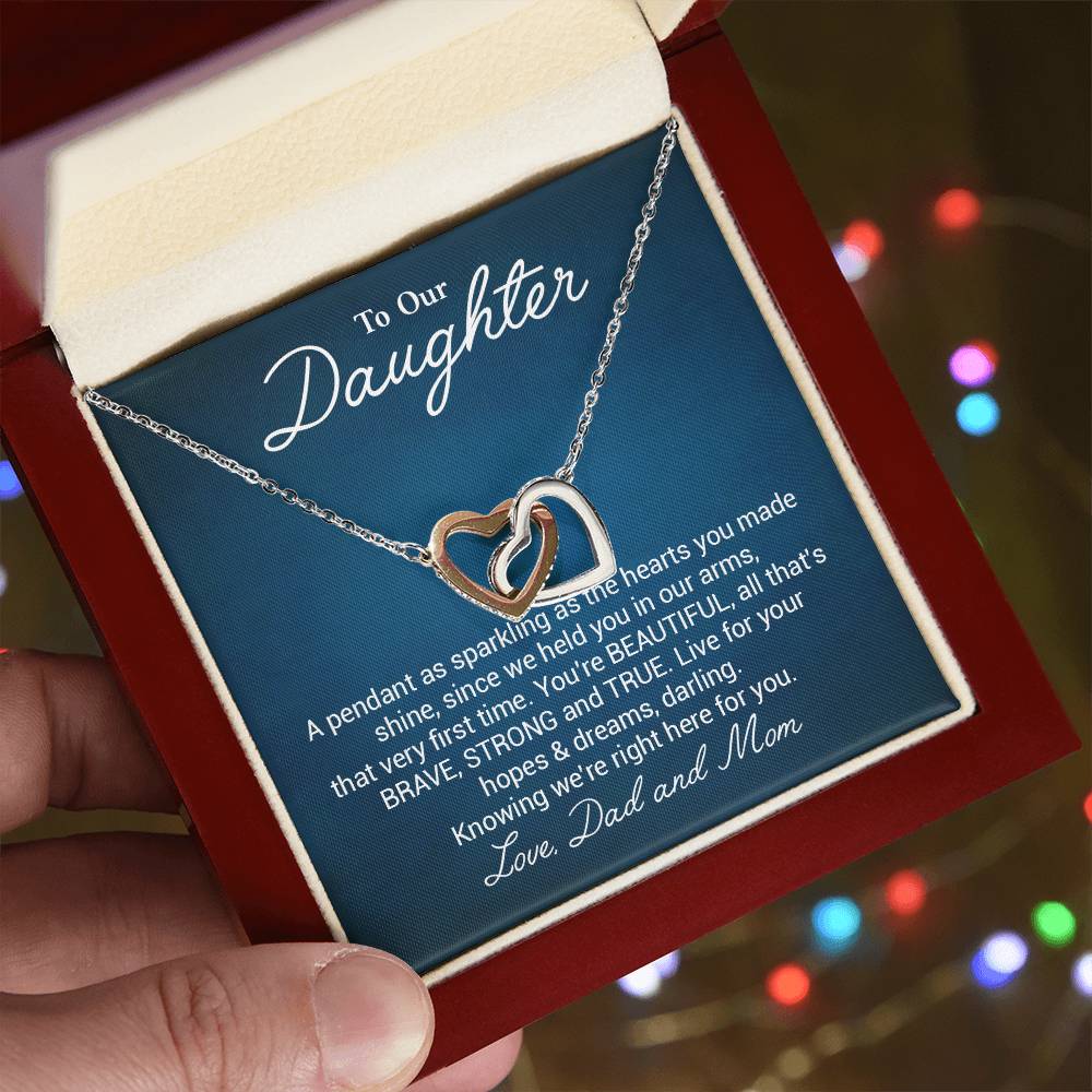 To Our Beautiful Daughter Daughter Pendant Gift From Dad And Mom Brave And Strong Daughter Necklace Beautiful Daughter Necklace True Daughter Necklace Sentimental Daughter Necklace Meaningful Jewelry For Daughter