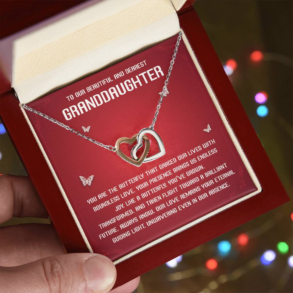 Granddaughter Necklace Gift with Butterfly Message Card