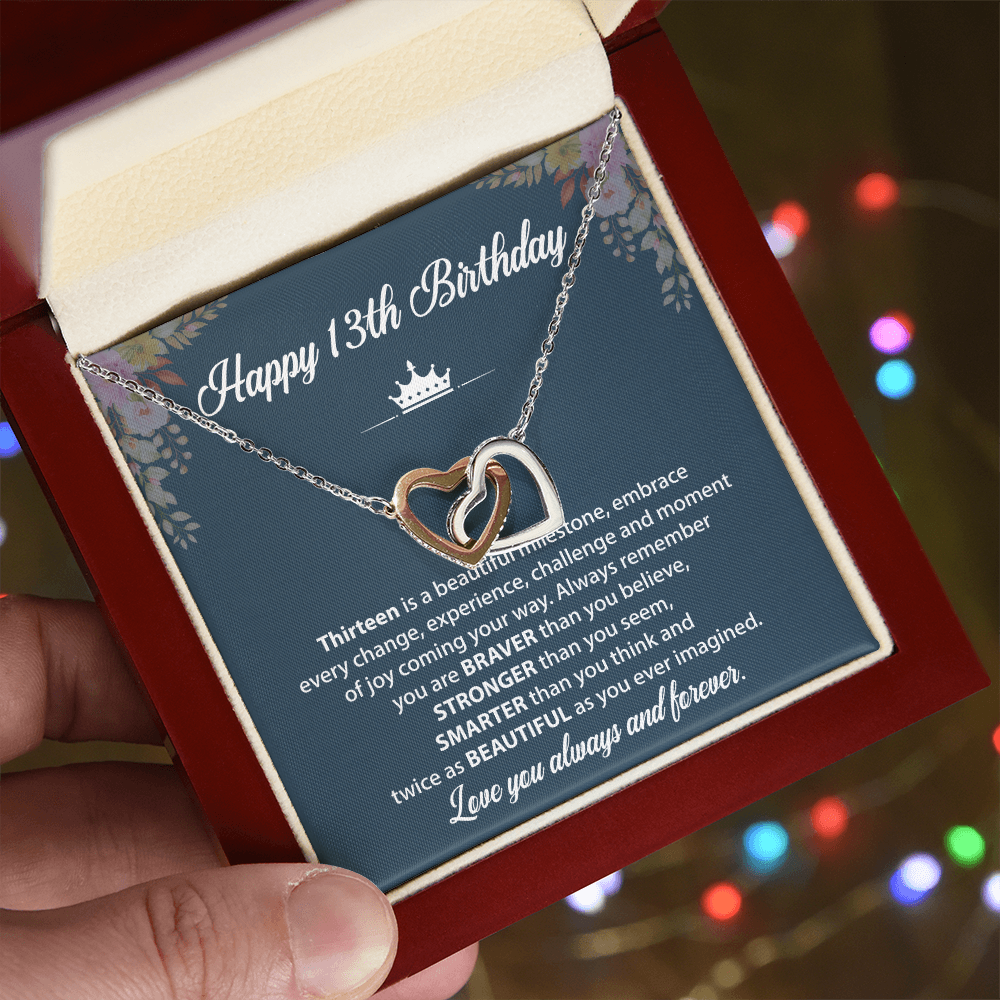 13th Birthday Necklace Gift With Inspirational Card