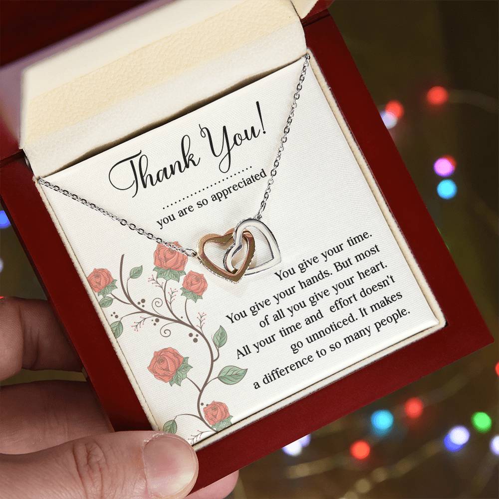 Appreciation Necklace - Thank You For Giving Your Heart, A Meaningful Gift For Those Who Make A Difference