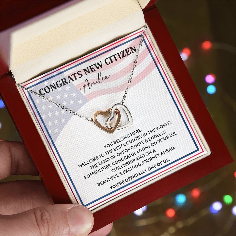 Congrats Necklace For New U.s. Citizen Amelia Necklace For New U.s. Citizen Gift For New American Citizen Amelia Necklace With Citizenship Message Necklace For New U.s. Citizen Journey Welcome To America Gift Jewelry For New U.s. Citizen