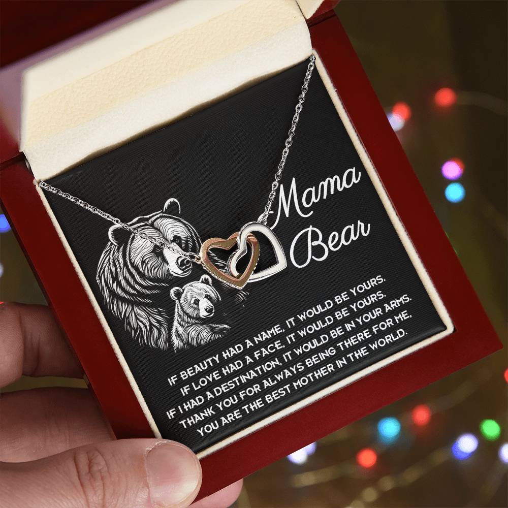 Mama Bear Necklace with Message Card – Gift for Loving Protective Mom