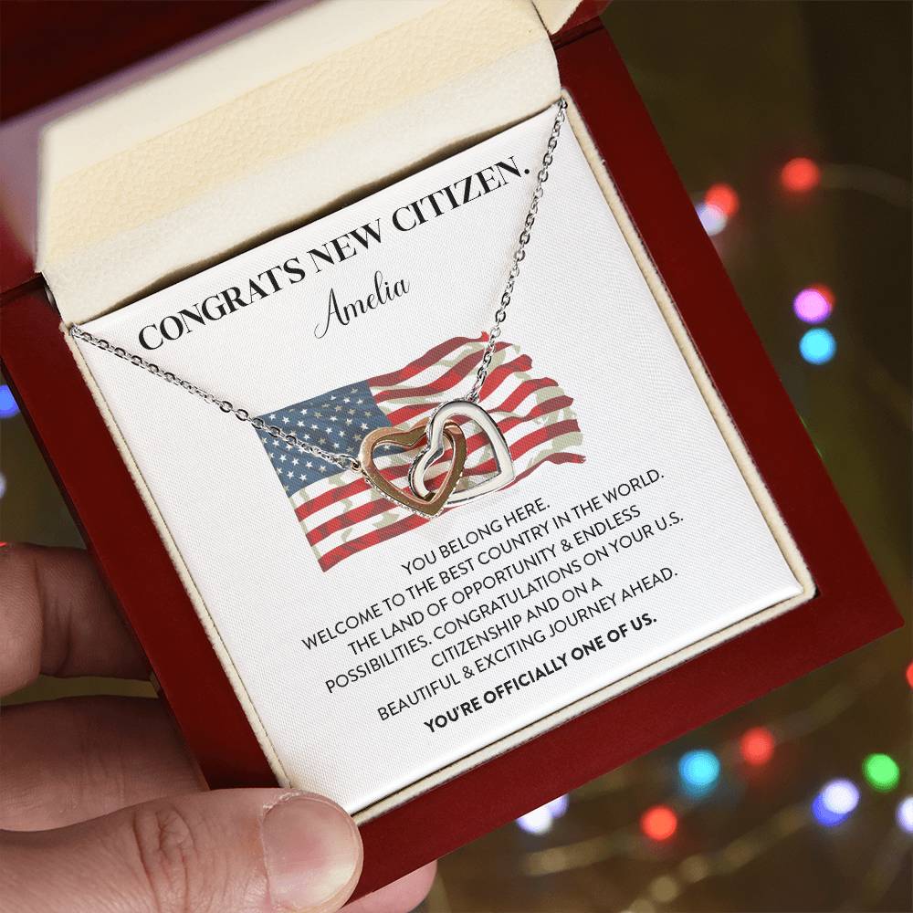 Congrats Necklace For New U.s. Citizen Amelia Necklace For New U.s. Citizen Gift For Celebrating U.s. Citizenship Necklace For U.s. Patriot Amelia Gift For Official U.s. Citizen Proud U.s. Citizen Jewelry Necklace For U.s. Patriot Amelia Welcome Gift