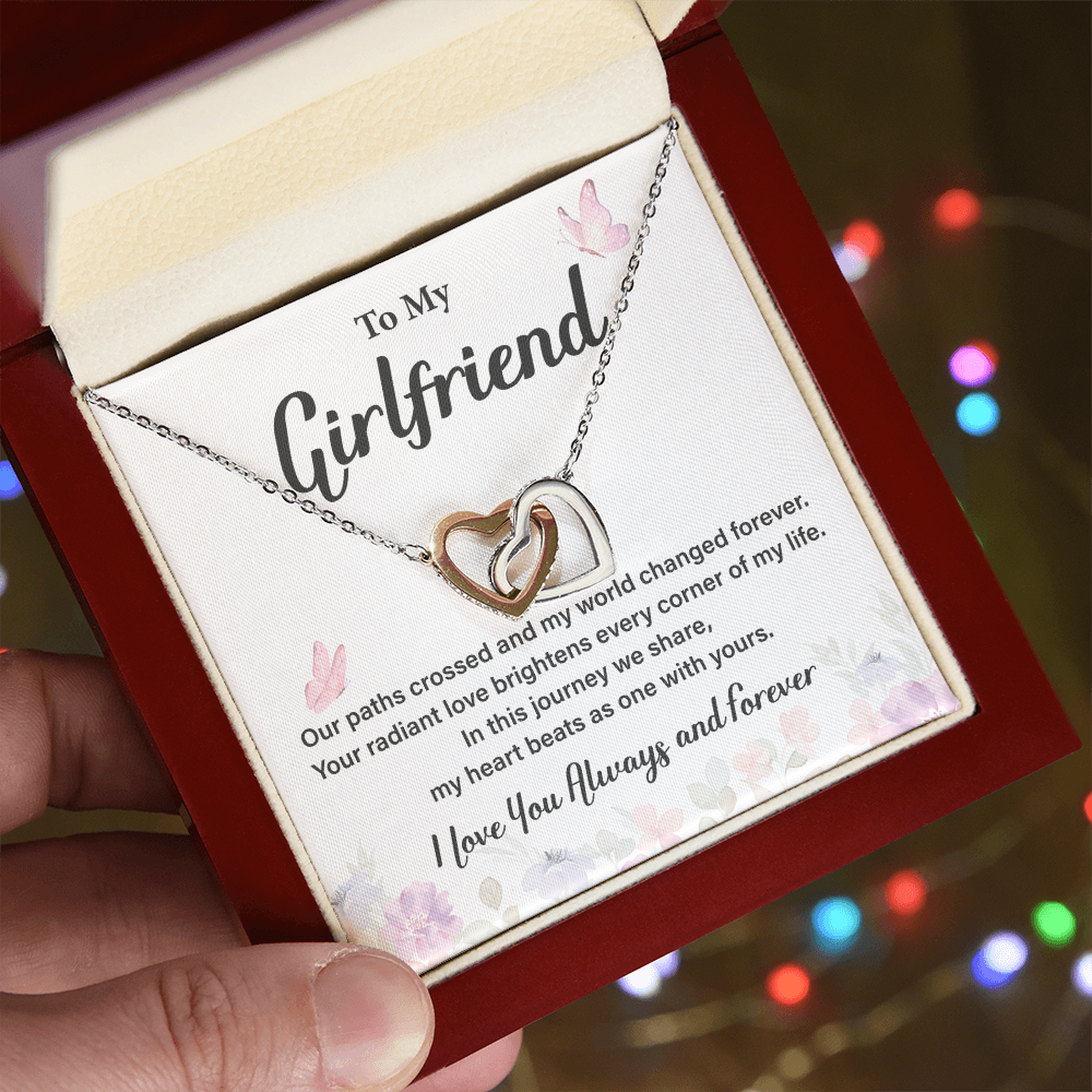 To My Girlfriend Necklace Romantic Gift with Floral Message Card