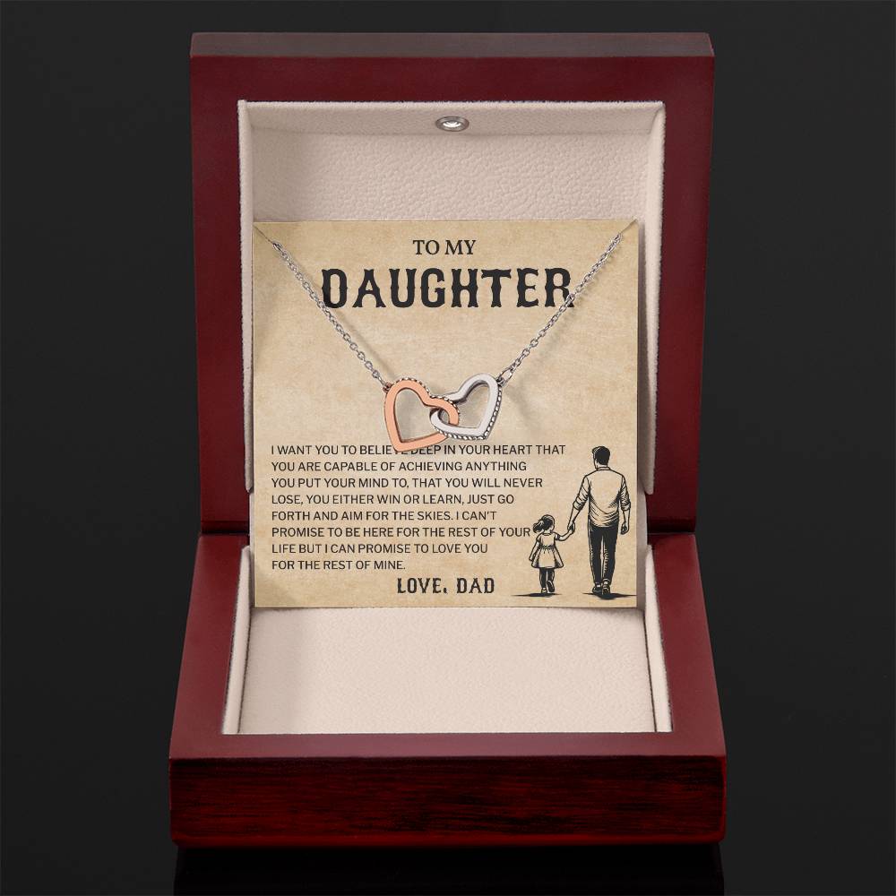 To My Daughter, Believe In Yourself Necklace Heartfelt Gift From Dad Inspiring Jewelry For Daughter Achievement Promise Necklace Encouragement Pendant Win Or Learn Necklace Encouragement Jewelry Heart Of Gold Daughter Pendant