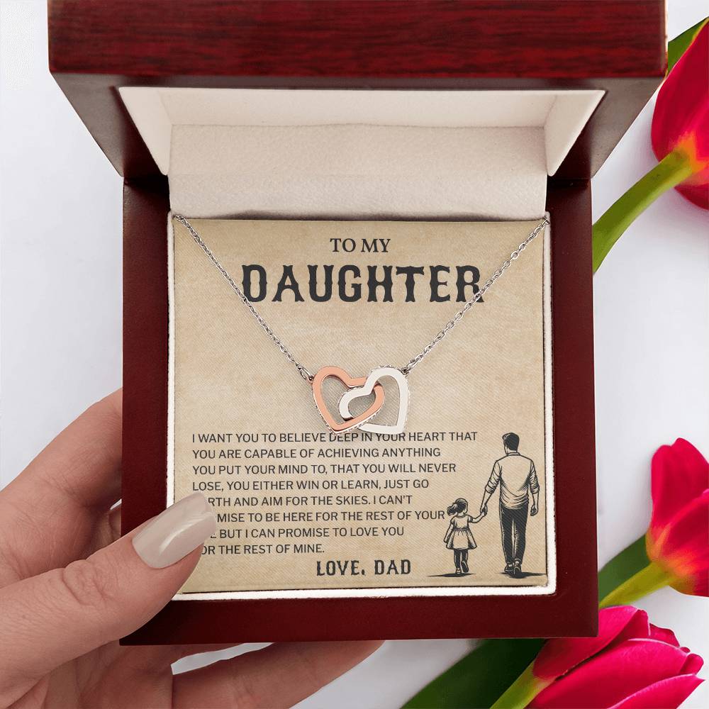To My Daughter, Believe In Yourself Necklace Heartfelt Gift From Dad Inspiring Jewelry For Daughter Achievement Promise Necklace Encouragement Pendant Win Or Learn Necklace Encouragement Jewelry Heart Of Gold Daughter Pendant