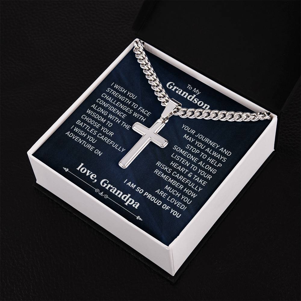 To My Grandson Necklace, I Am So Proud Of You, Love Grandpa.