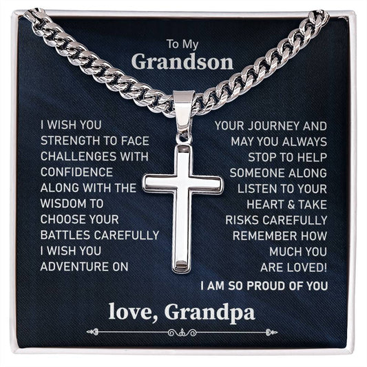 To My Grandson Necklace, I Am So Proud Of You, Love Grandpa.