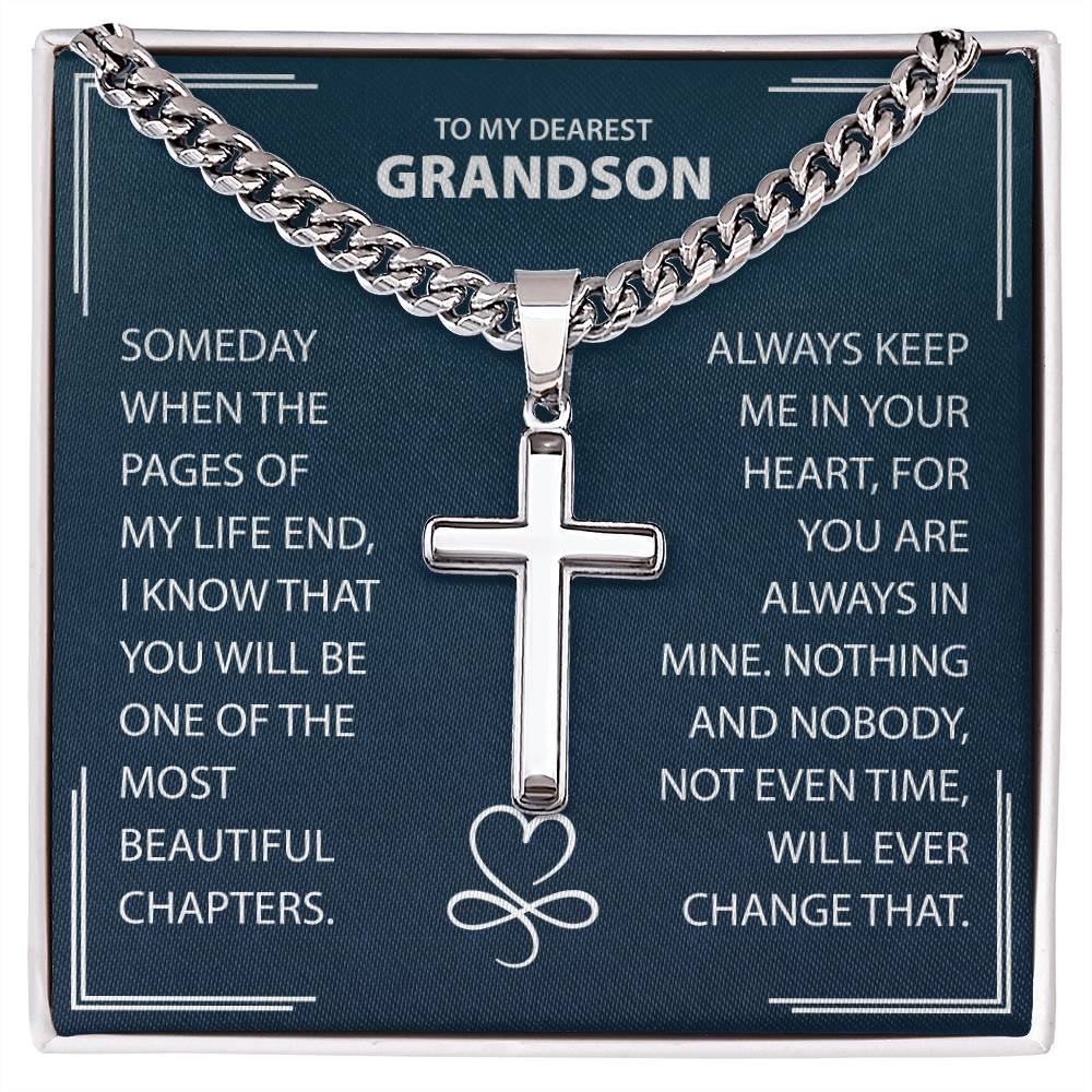 To My Dearest Grandson Necklace, Grandson Anniversary Birthday Christmas Gifts For Grandson From Grandparent.