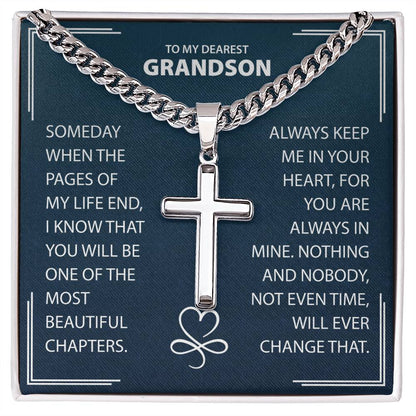 To My Dearest Grandson Necklace, Grandson Anniversary Birthday Christmas Gifts For Grandson From Grandparent.