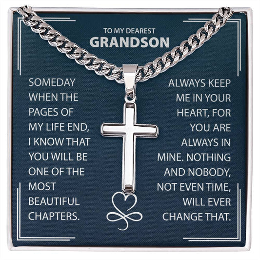 To My Dearest Grandson Necklace, Grandson Anniversary Birthday Christmas Gifts For Grandson From Grandparent.