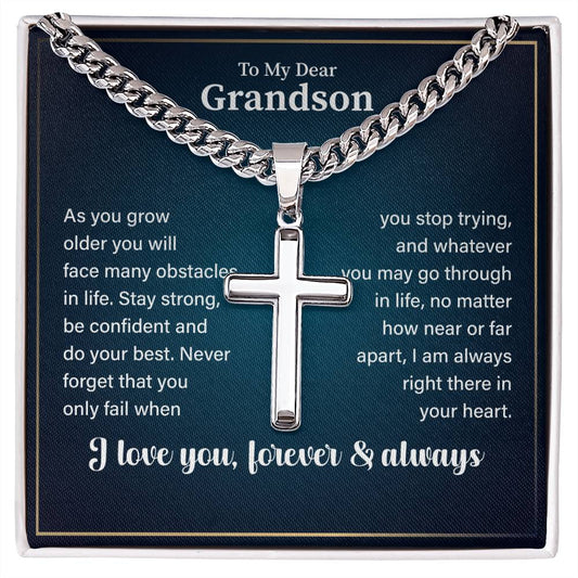 To My Dear Grandson Necklace, Grandson Gifts From Grandma, Grandson Gifts From Grandparents, Nana And Grandson Gifts I Love You Forever And Always.