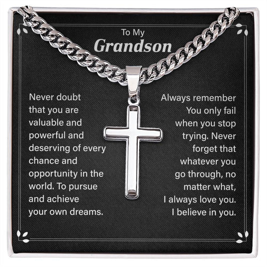 To My Grandson Necklace, Birthday Christmas Gifts for Grandson, Grandson Necklace From Grandparents.